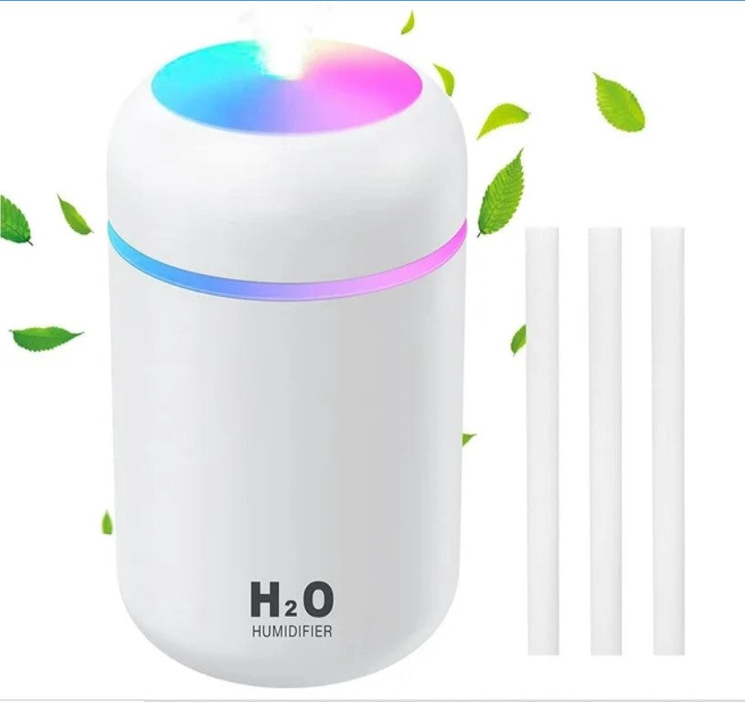 Humidificador LED Rosa - Portátil, Silencioso y Multifuncional con Luz Nocturna