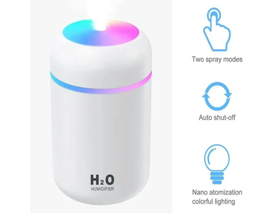 Humidificador LED Rosa - Portátil, Silencioso y Multifuncional con Luz Nocturna