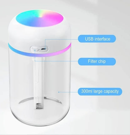 Humidificador LED Rosa - Portátil, Silencioso y Multifuncional con Luz Nocturna