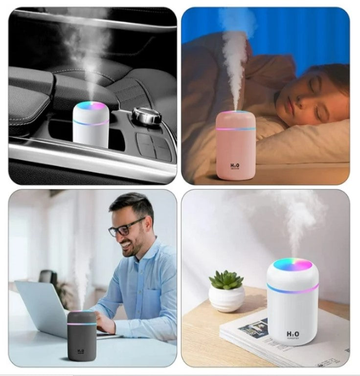 Humidificador LED Rosa - Portátil, Silencioso y Multifuncional con Luz Nocturna