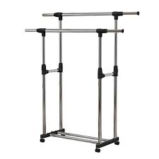 Rack Organizador - Perchero Doble con Ruedas, Longitud Ajustable y Estante de Almacenamiento