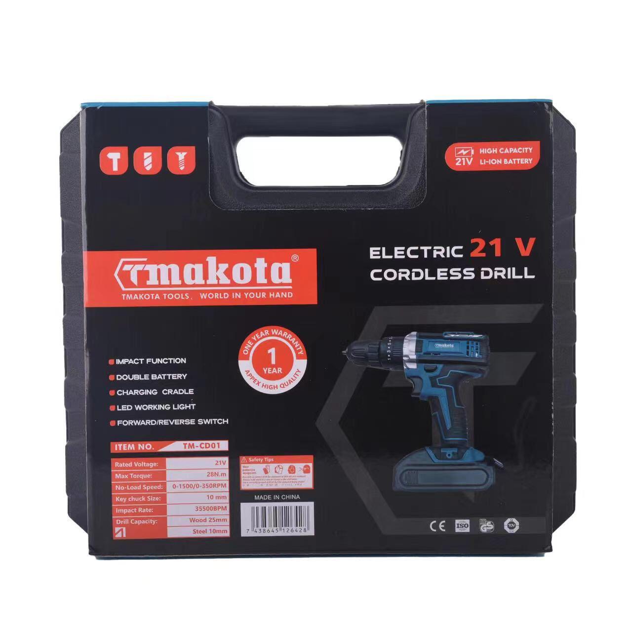 Taladro Inalámbrico 28V TMAKOTA con Batería de Litio y Luz LED, para Hogar y Bricolaje.