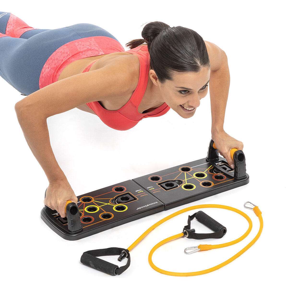 Tabla de Flexiones Push-Up con Bandas de Resistencia y Guía de Ejercicios Pulsher InnovaGoods