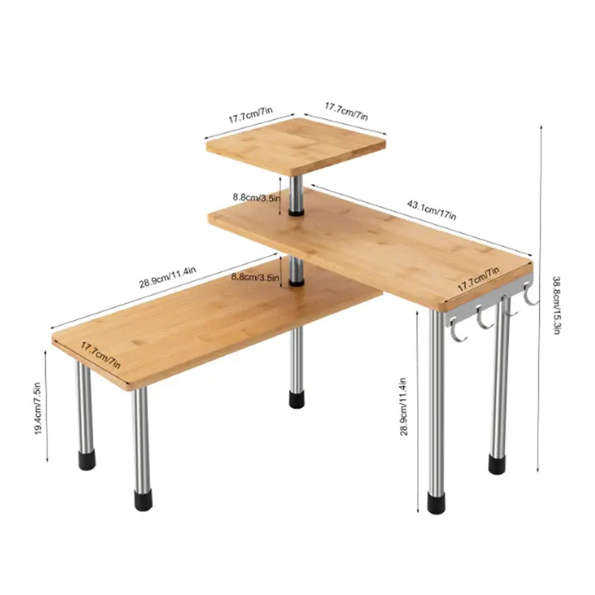 Estante Esquinero de Bambú para la Cocina FIVE - Estable, Duradero y de Gran Capacidad